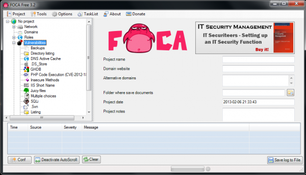 Zrzut ekranowy z FOCA