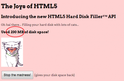 HTML5 Hard Disk Filler w akcji