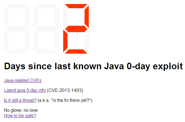 Odliczanie dni od ostatniego Java 0-day