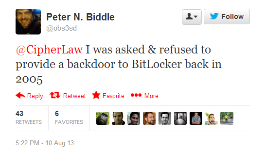 Peter Biddle o backdoorze w BitLockerze
