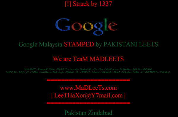 Google Malezja hacked