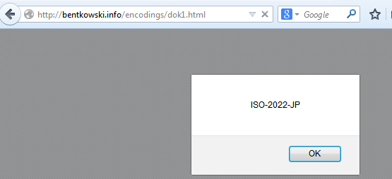 Firefox wziął pod uwagę definicje kodowania z tagu script