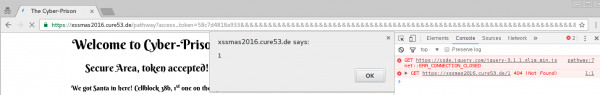 Rys 9. Wykonanie XSS-a w domenie xssmas2016.cure53.de