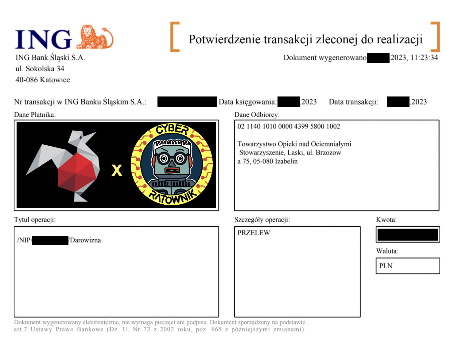 Czytelnik zgłosił się niedziałającym systemem po ransomware. Skutecznie mu pomogliśmy, a w ramach rekompensaty wpłacił na dzieci z Towarzystwa Opieki nad Ociemniałymi.