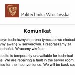 Politechnika Wrocławska zrobiła ćwiczenia ewakuacyjne. „Wystrzeliła” instalacja gaśnicza w serwerowni. Serwery nie działają.