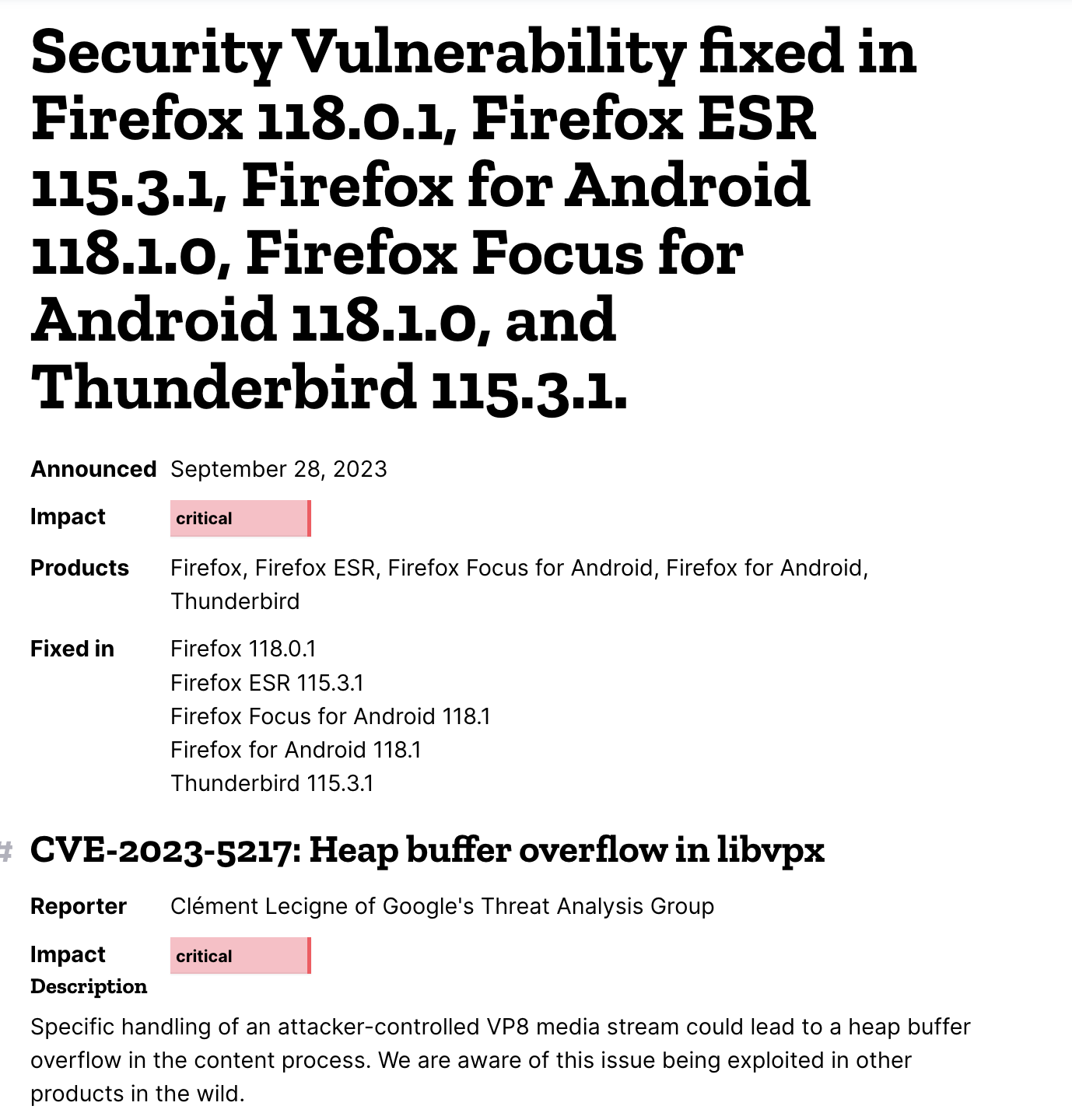 Firefox/Thunderbird łata krytyczną podatność, na którą istnieje exploit.
