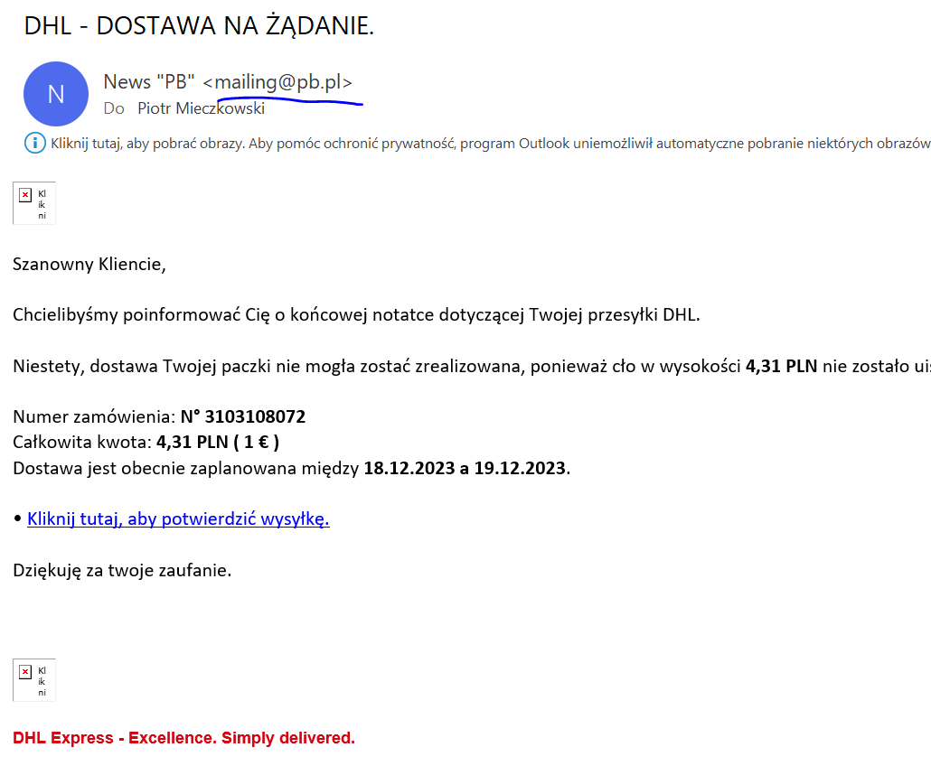 Wysłali e-mail phishingowy do prawdziwych odbiorców mailingu Pulsu Biznesu. Całość została wysłana z prawdziwej domeny pb.pl. Co się wydarzyło?