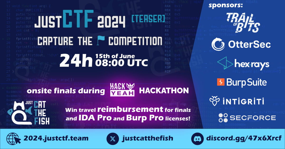 Walka o flagi już w ten weekend! justCTF Teaser 2024