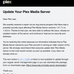 Konieczność aktualizacji Plex Media Server, ale podatność jeszcze nie ma numeru CVE