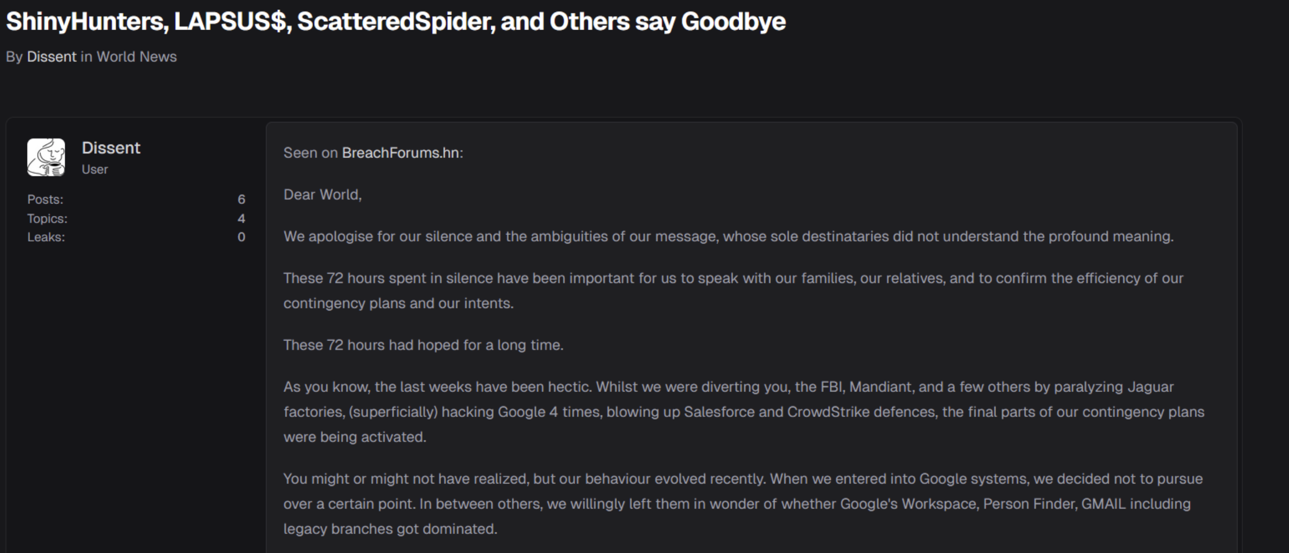 Scattered Lapsus$ Hunters – sojusz trzech grup cyberprzestępczych: LAPSUS$, Scattered Spider i ShinyHunters