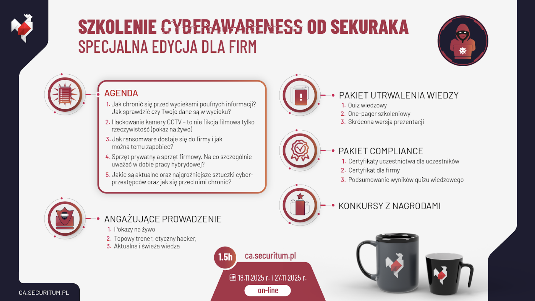 Jak uodpornić firmę na cyberataki, nie wydając miliona monet? Ostatnia szansa w tym roku na przeszkolenie zespołu na szkoleniu otwartym z cyberawareness.