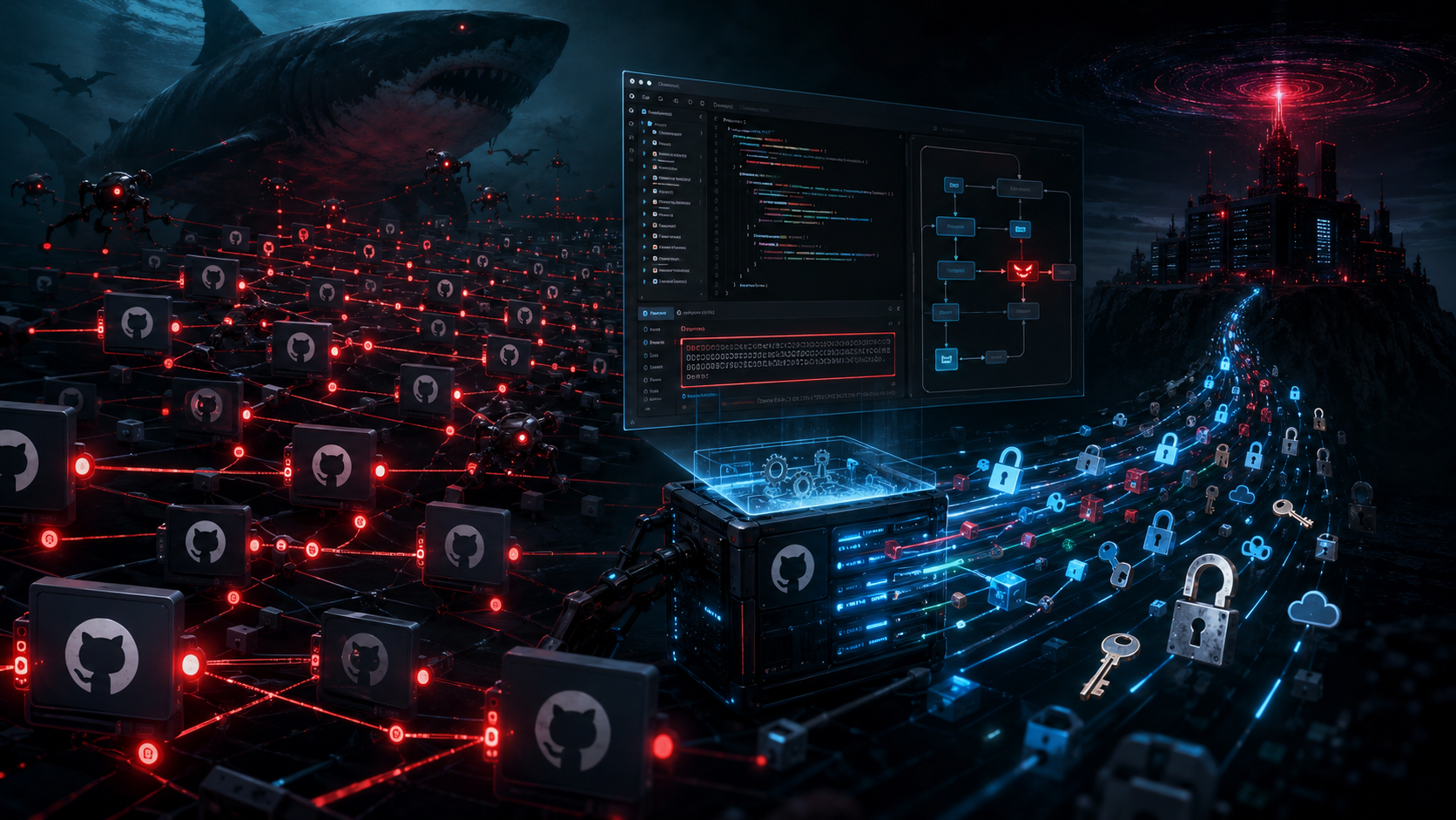 5,7 tys. commitów w 6 godzin. Repozytoria GitHub zainfekowane w kampanii “megalodon”